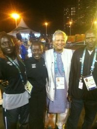 Professor Yunus Joins IOC President to Welcome Refugee Olympic Team Professor Yunus Joins IOC President to Welcome Refugee Olympic Team